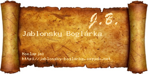 Jablonsky Boglárka névjegykártya